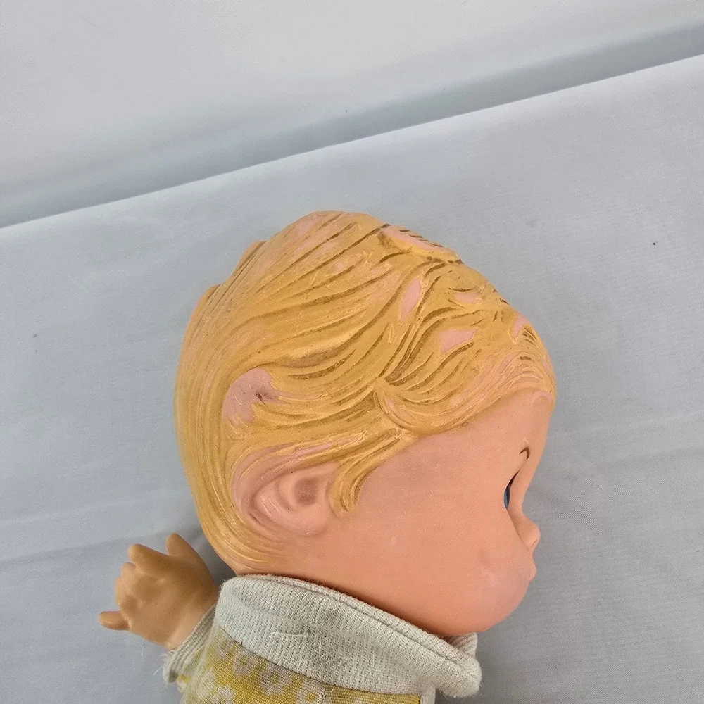 Vintage 1975 Fisher Price Honey Lap Sitter Doll Yellow Cloth Body Blue Eyes‎ Boy